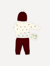 Completo con cappello e babbucce bordeaux