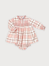 Abitino punto smock a quadri con culotte "Sardon"