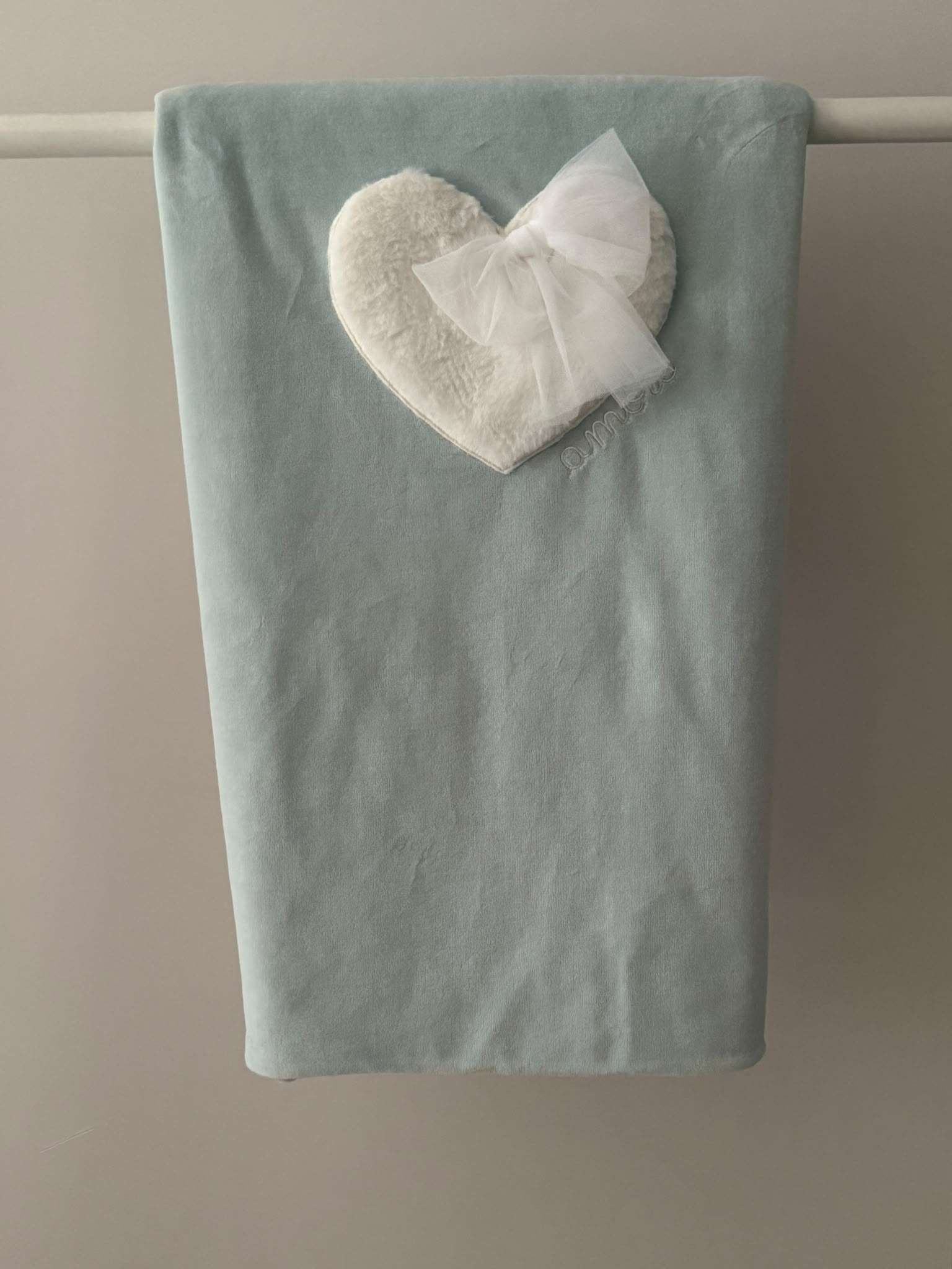 Coperta ciniglia verde "cuore peluche"