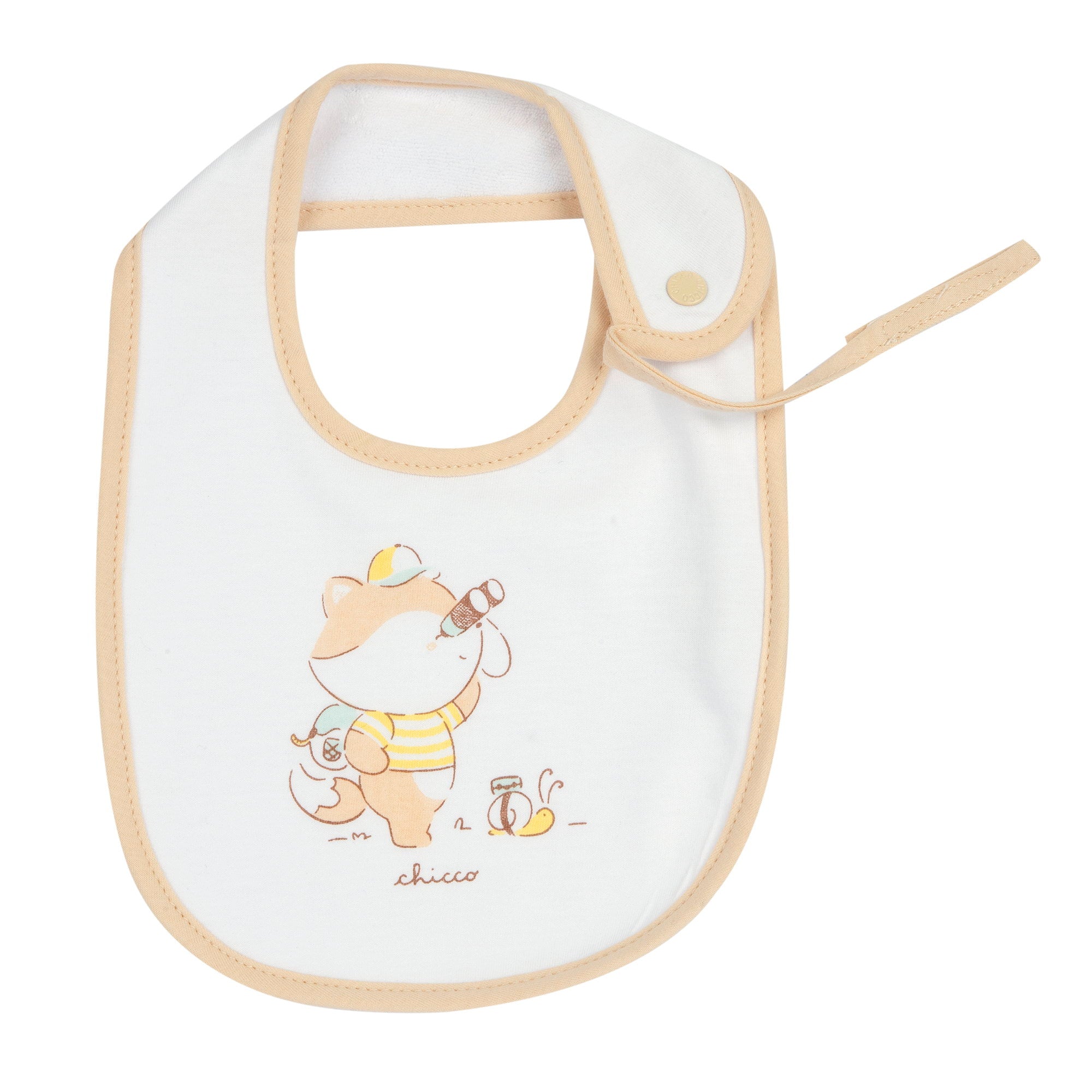 Bavaglino con laccetto porta succhietto  Colore: BIANCO