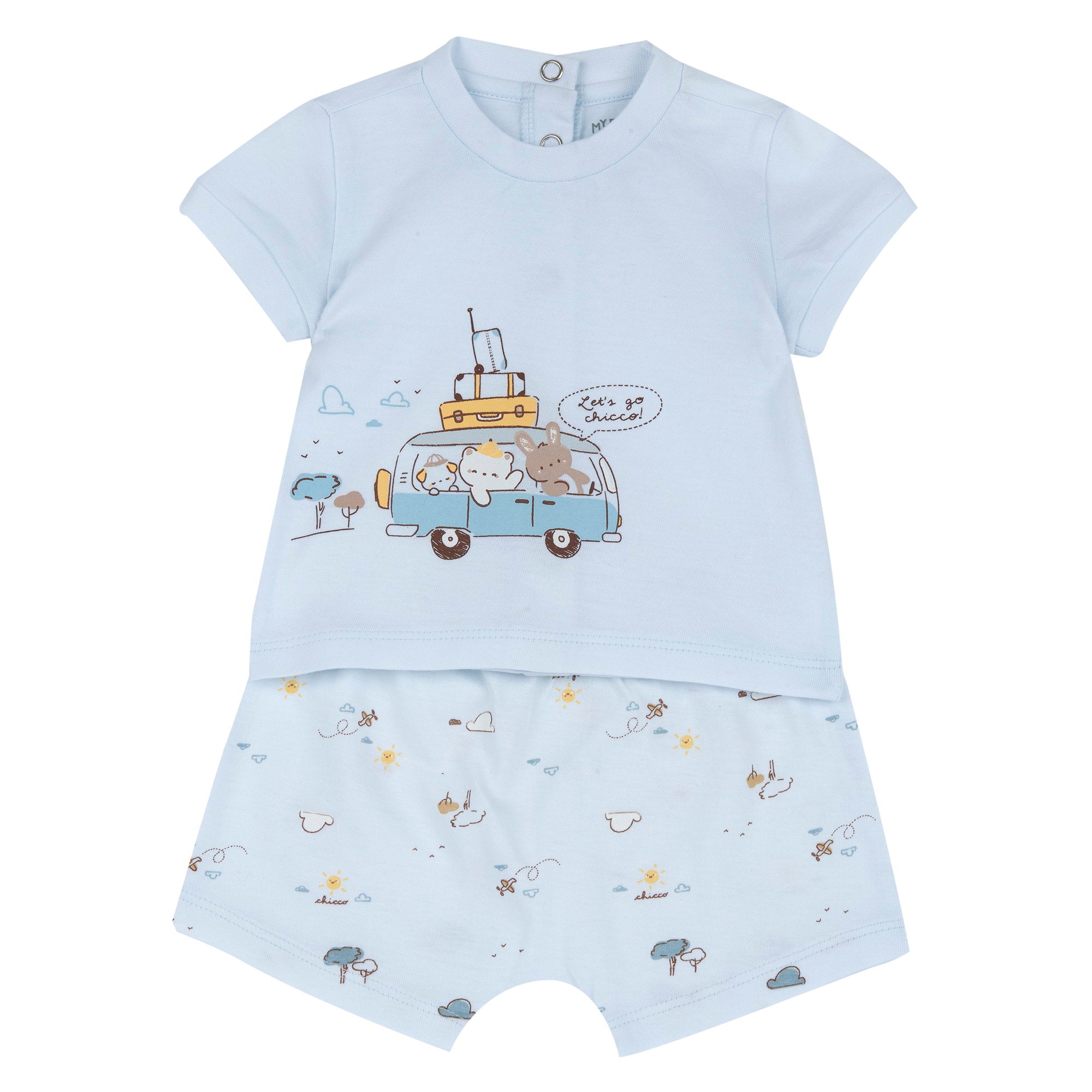 Completo maglietta e pantaloni corti  Colore: AZZURRO CHIARO