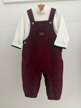 Salopetta e t-shirt velluto bordeaux "Chicco"