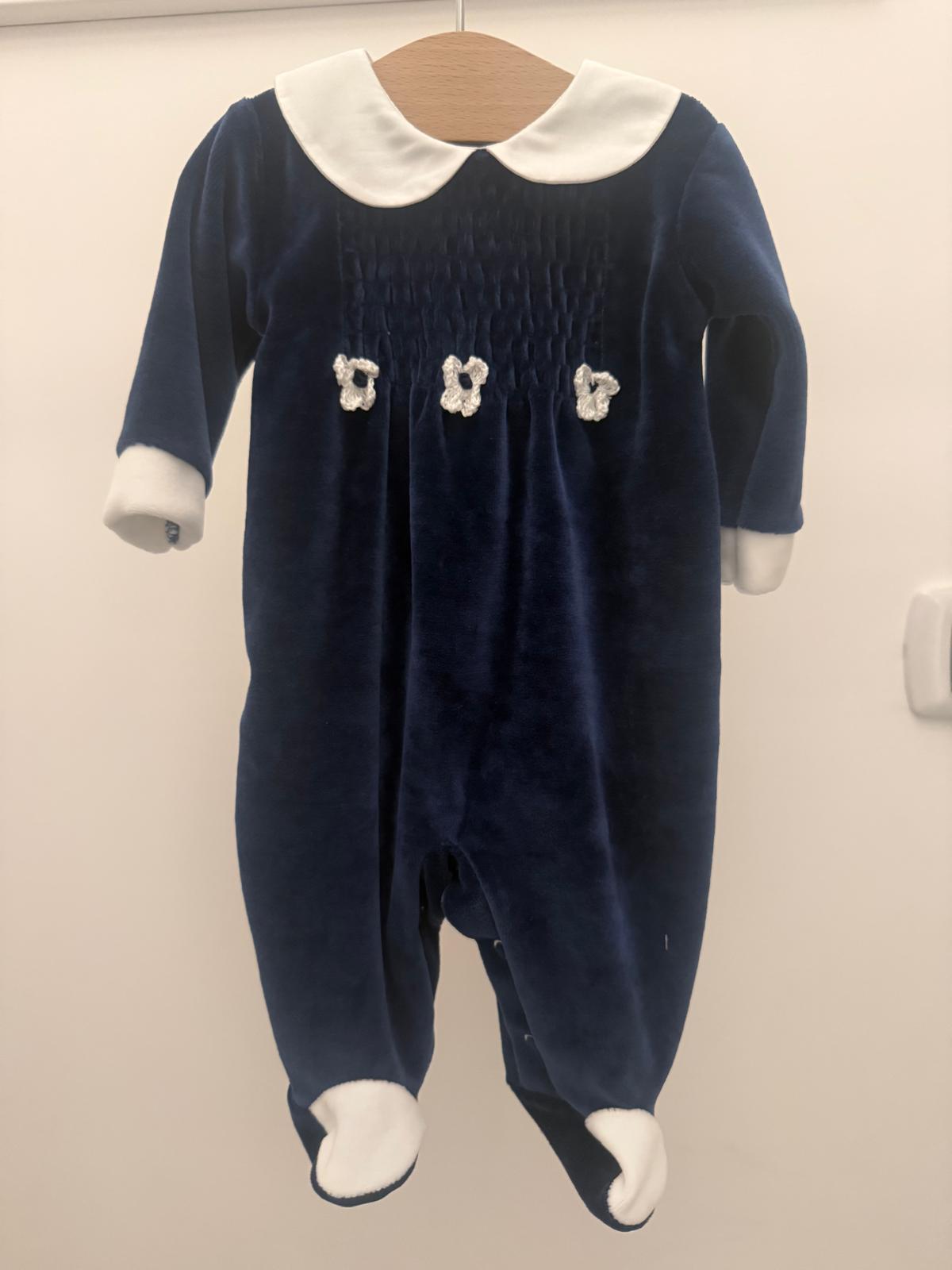 Tutina blu con fiorellini "Bebè margò"