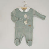 Completo neonato ciniglia costine Ninnaoh "orso e palloncini"